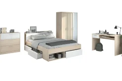 Parisot Schlafzimmer-Set Most | Doppelbett mit Stauraum, Kleiderschrank, Schreibtisch, Kommode