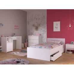 Kinder Parisot Schlafzimmerset Rue| Einzelbett, Nachttisch, Nachttisch, Kommode, Schreibtisch