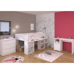 Kinder Parisot Schlafzimmerset Rue | Halbhochbett, Kommode, Schreibtisch