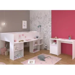 Kinder Parisot Schlafzimmerset Rue | Halbhohes Bett und Schreibtisch