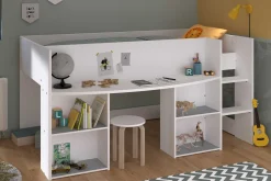 Kinder Parisot Schlafzimmerset Rue | Halbhohes Bett, Kleiderschrank und Schreibtisch
