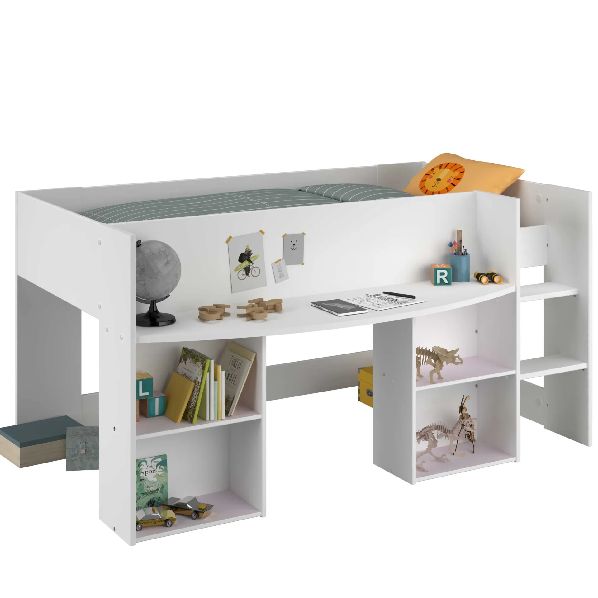 Kinder Parisot Schlafzimmerset Rue | Halbhohes Bett, Kleiderschrank und Schreibtisch