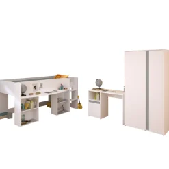 Kinder Parisot Schlafzimmerset Rue | Halbhohes Bett, Kleiderschrank und Schreibtisch