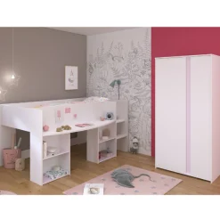 Kinder Parisot Schlafzimmerset Rue | Halbhohes Bett und Kleiderschrank