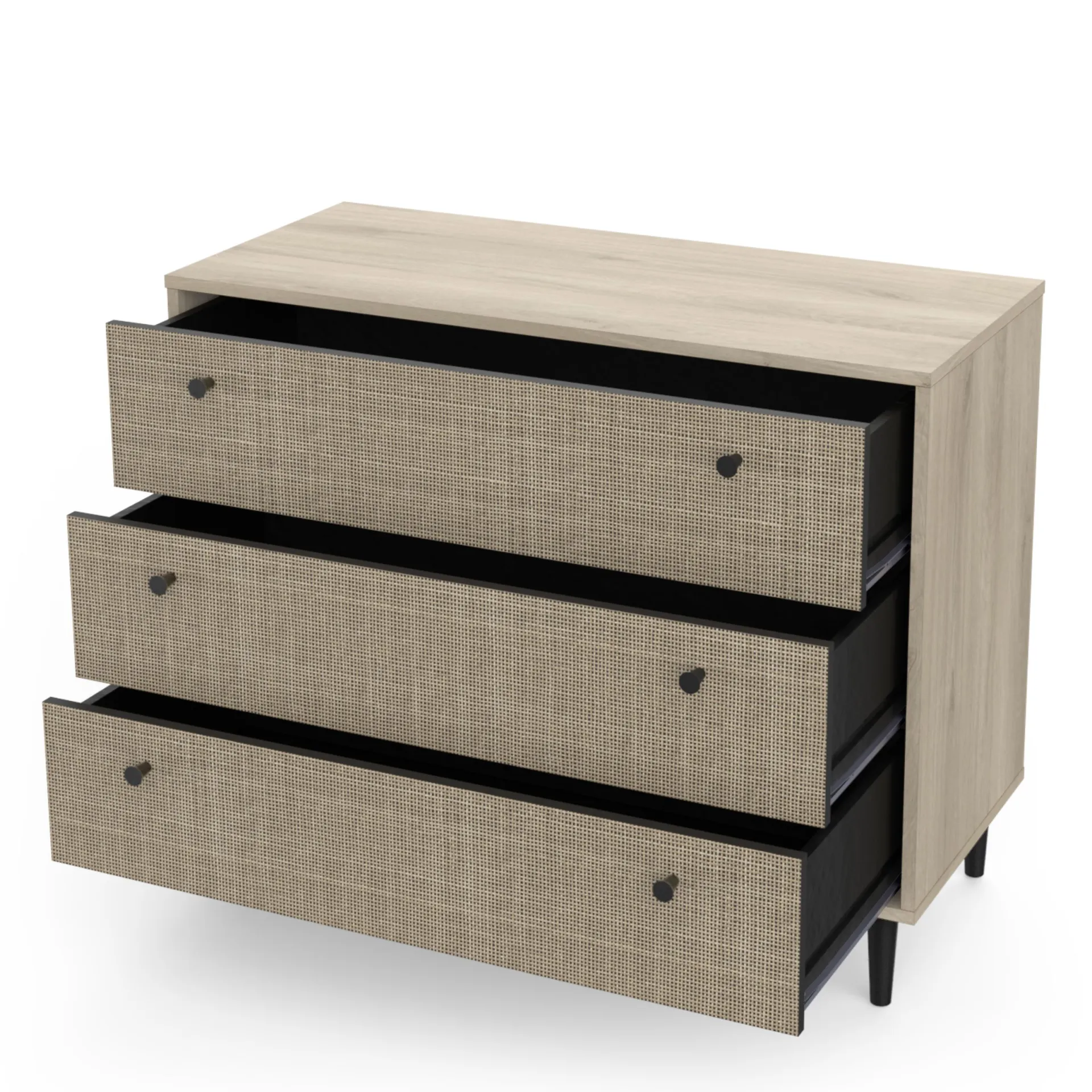 CBA Schlafzimmerset Sayuri | Doppelbett, Nachttisch, Kleiderschrank, Kommode | Kronberg Oak Design