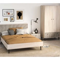 CBA Schlafzimmerset Sayuri | Doppelbett, Nachttisch, Kleiderschrank | Kronberg Oak Design