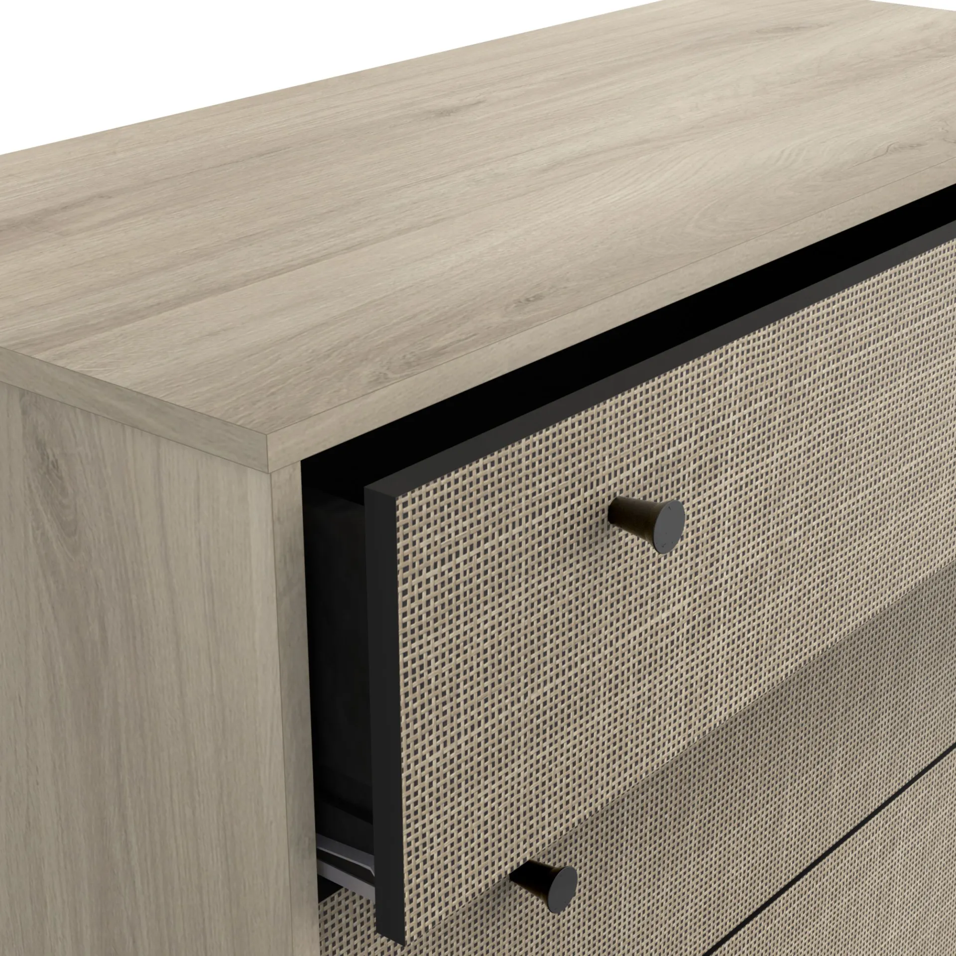 CBA Schlafzimmerset Sayuri | Queen Bett, Nachttisch, Kleiderschrank, Kommode | Kronberg Oak Design