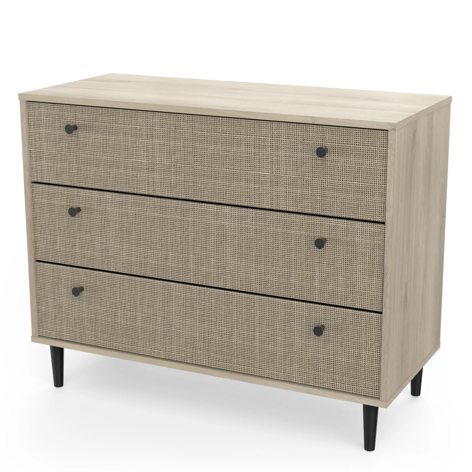 CBA Schlafzimmerset Sayuri | Queen Bett, Nachttisch, Kleiderschrank, Kommode | Kronberg Oak Design