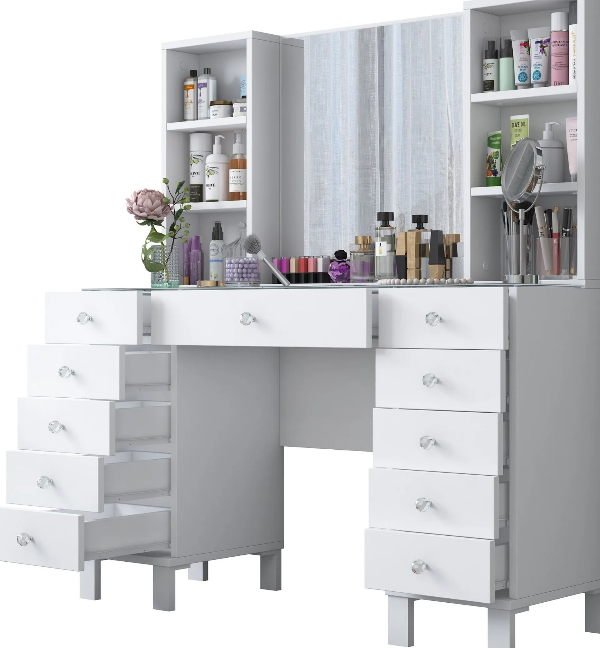 Emob Schminktisch BJ136 - 100% MELAMINE - - 120 x 133,8 x 40 cm