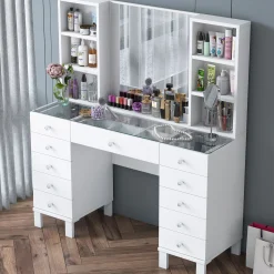 Emob Schminktisch BJ136 - 100% MELAMINE - - 120 x 133,8 x 40 cm