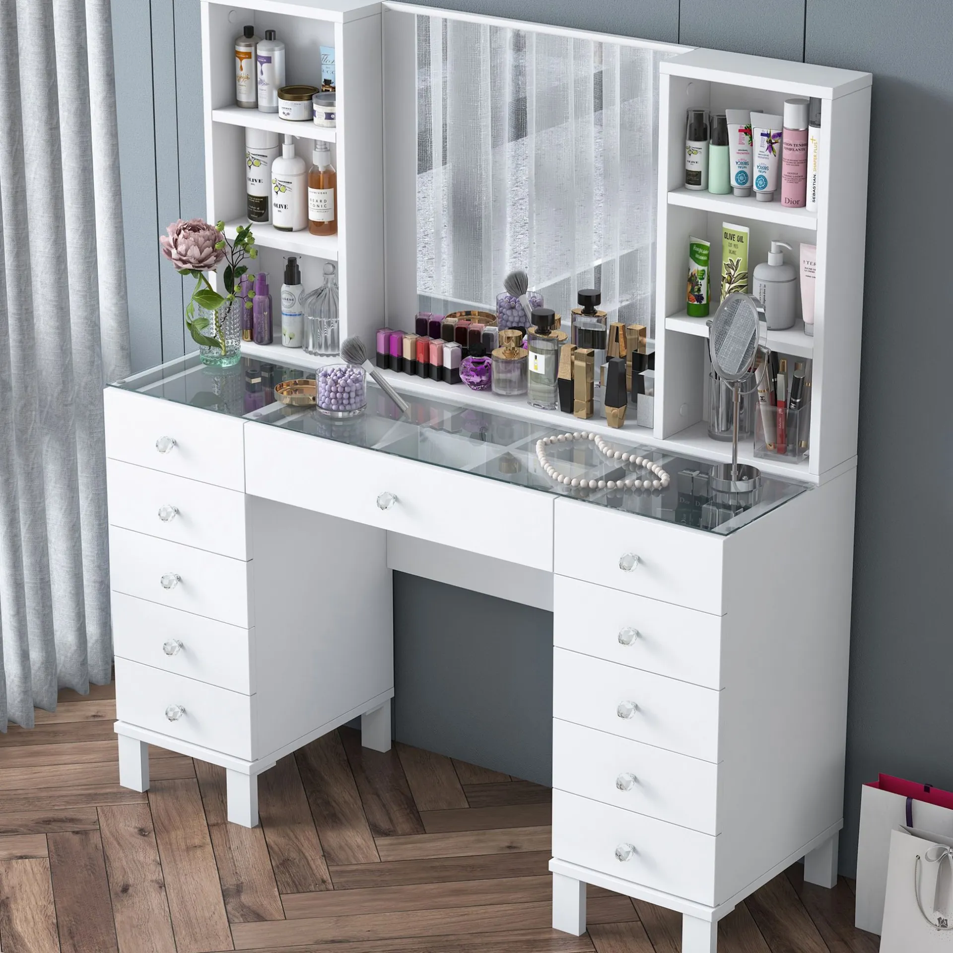 Emob Schminktisch BJ136 - 100% MELAMINE - - 120 x 133,8 x 40 cm