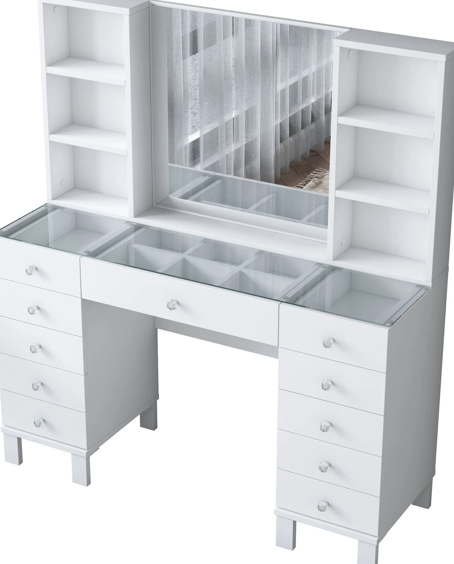 Emob Schminktisch BJ136 - 100% MELAMINE - - 120 x 133,8 x 40 cm