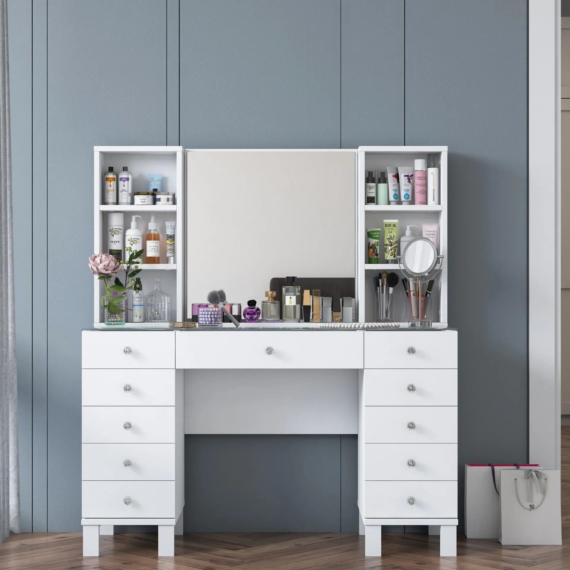 Emob Schminktisch BJ136 - 100% MELAMINE - - 120 x 133,8 x 40 cm