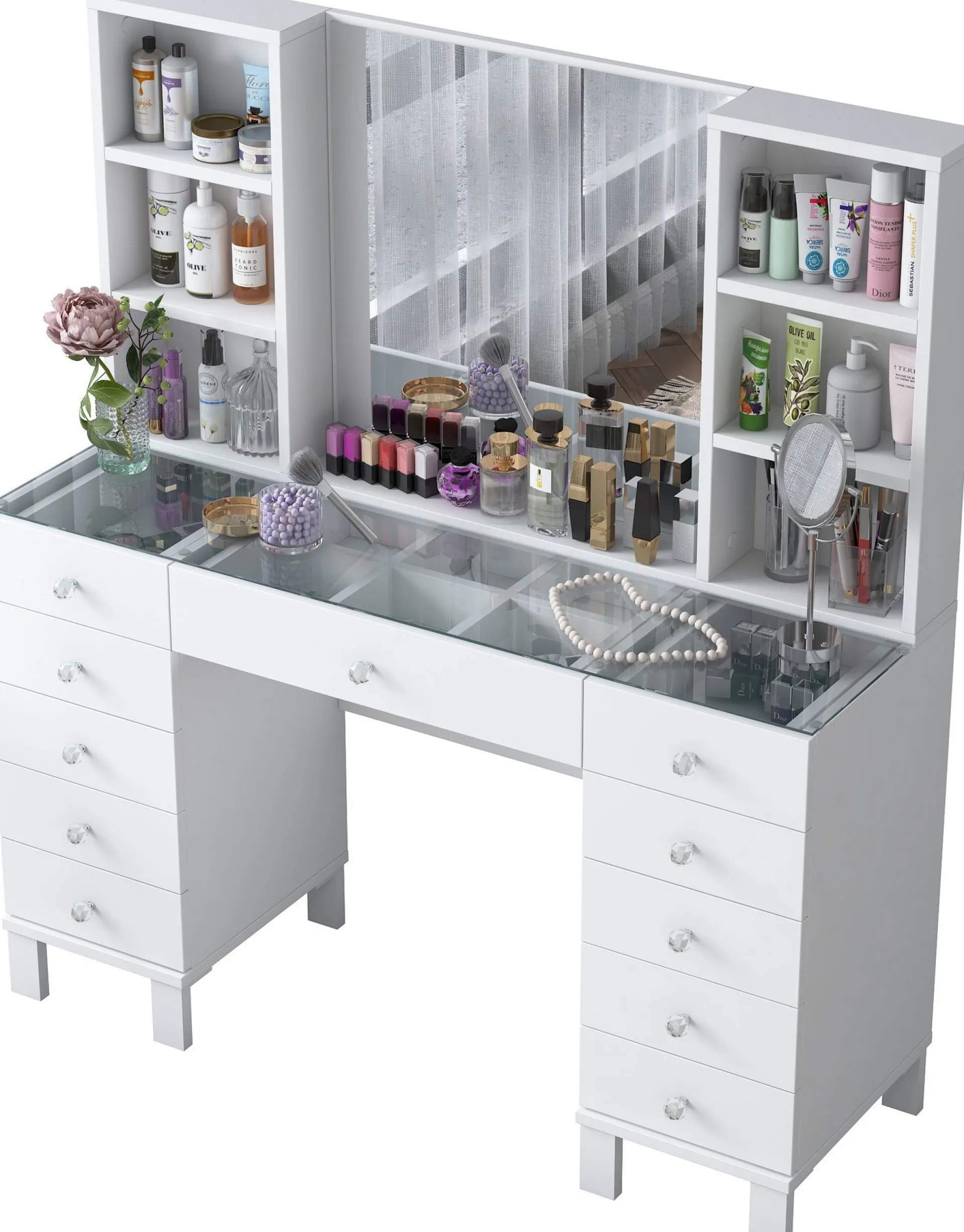 Emob Schminktisch BJ136 - 100% MELAMINE - - 120 x 133,8 x 40 cm