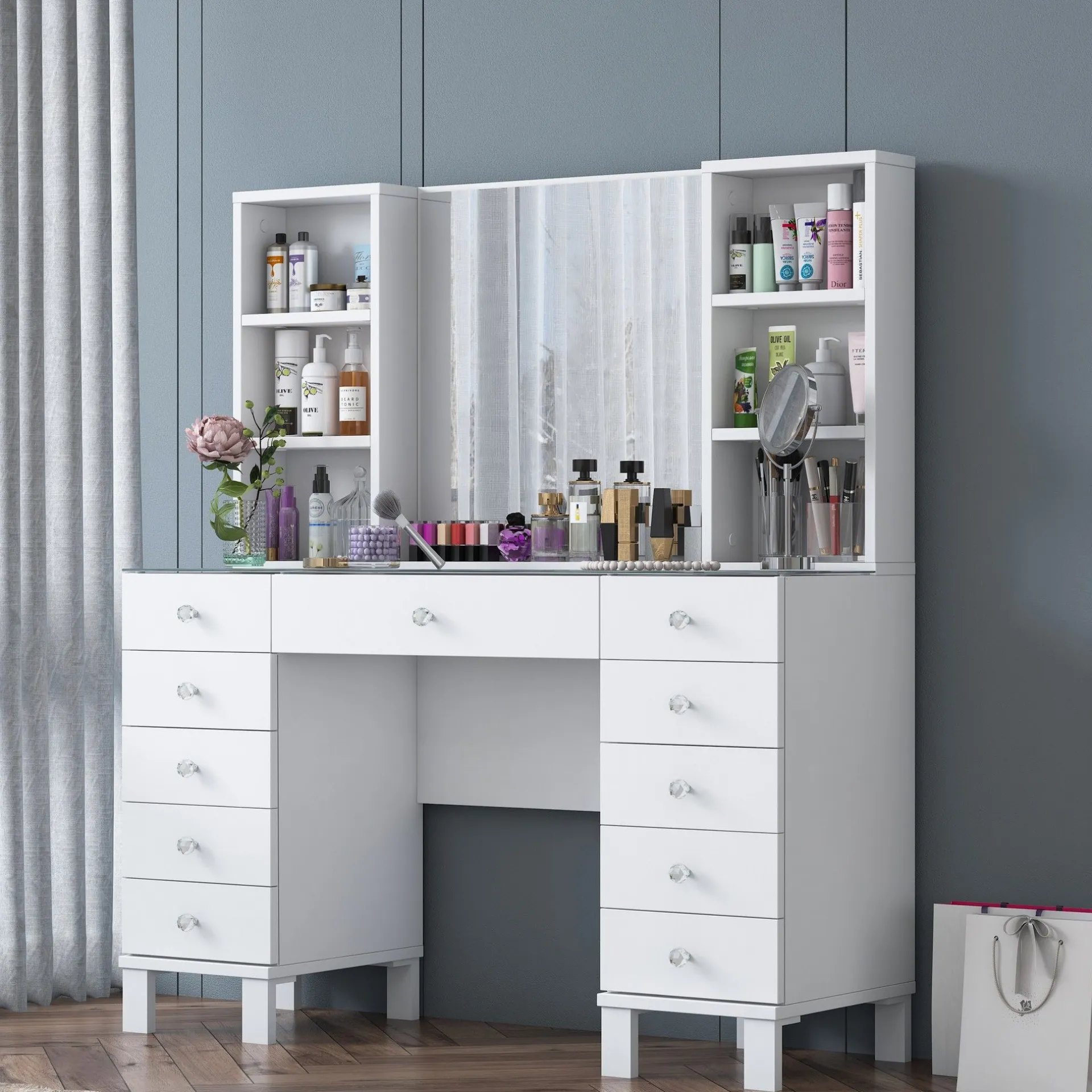 Emob Schminktisch BJ136 - 100% MELAMINE - - 120 x 133,8 x 40 cm