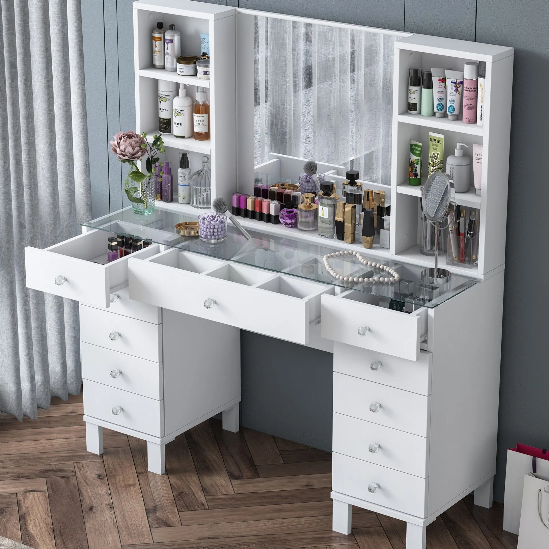 Emob Schminktisch BJ136 - 100% MELAMINE - - 120 x 133,8 x 40 cm