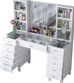 Emob Schminktisch BJ136 - 100% MELAMINE - - 120 x 133,8 x 40 cm