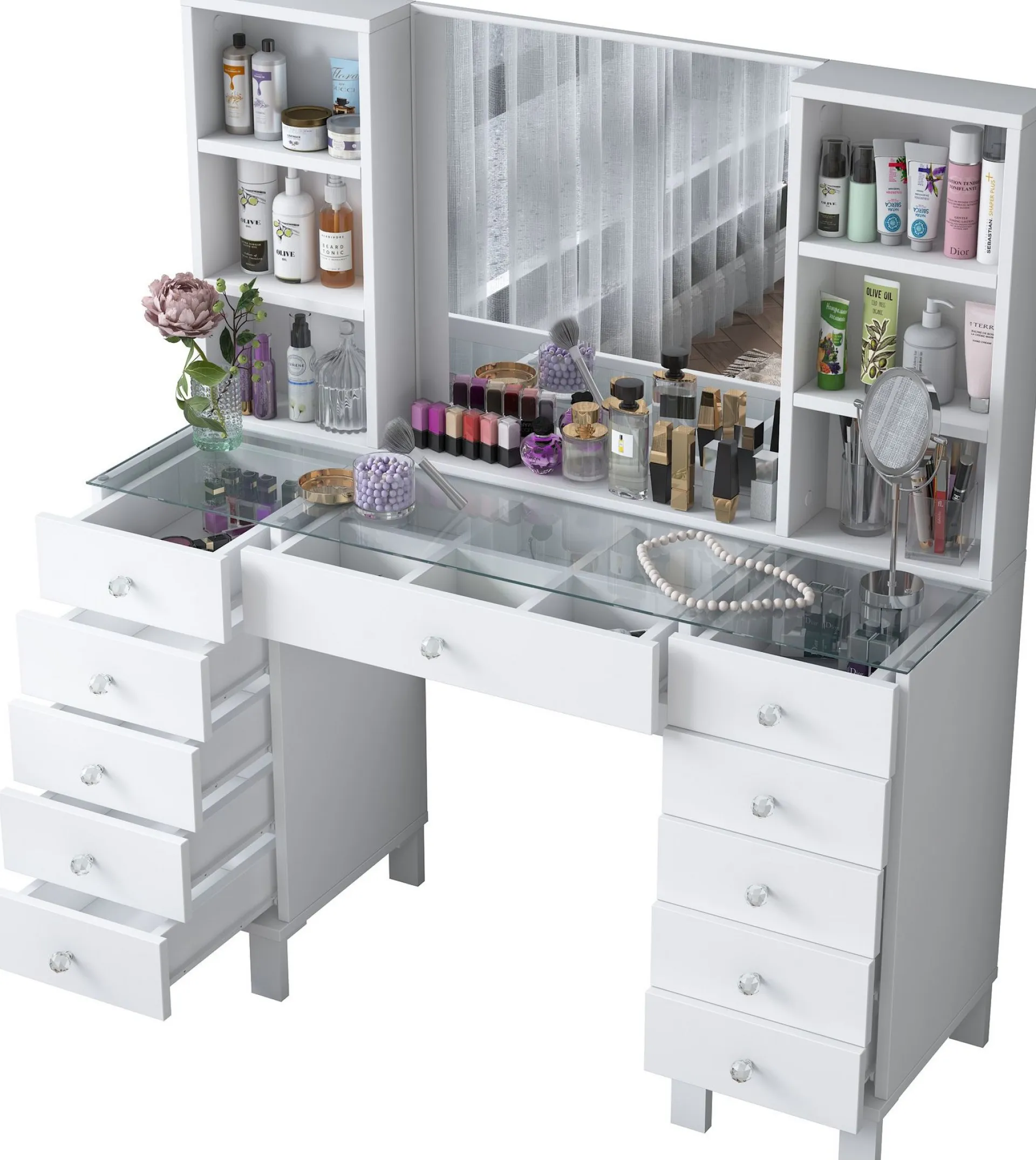 Emob Schminktisch BJ136 - 100% MELAMINE - - 120 x 133,8 x 40 cm