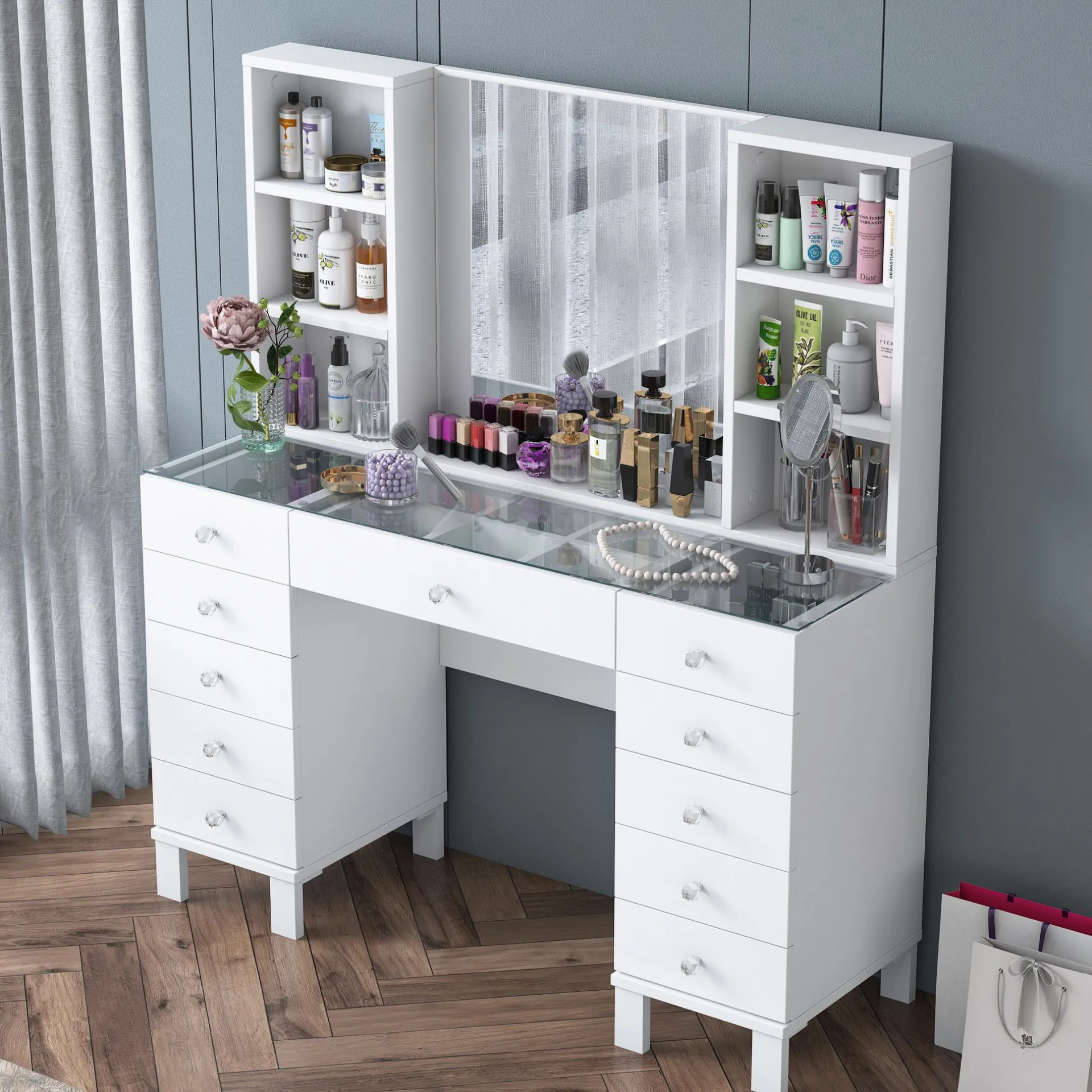 Emob Schminktisch BJ136 - 100% MELAMINE - - 120 x 133,8 x 40 cm