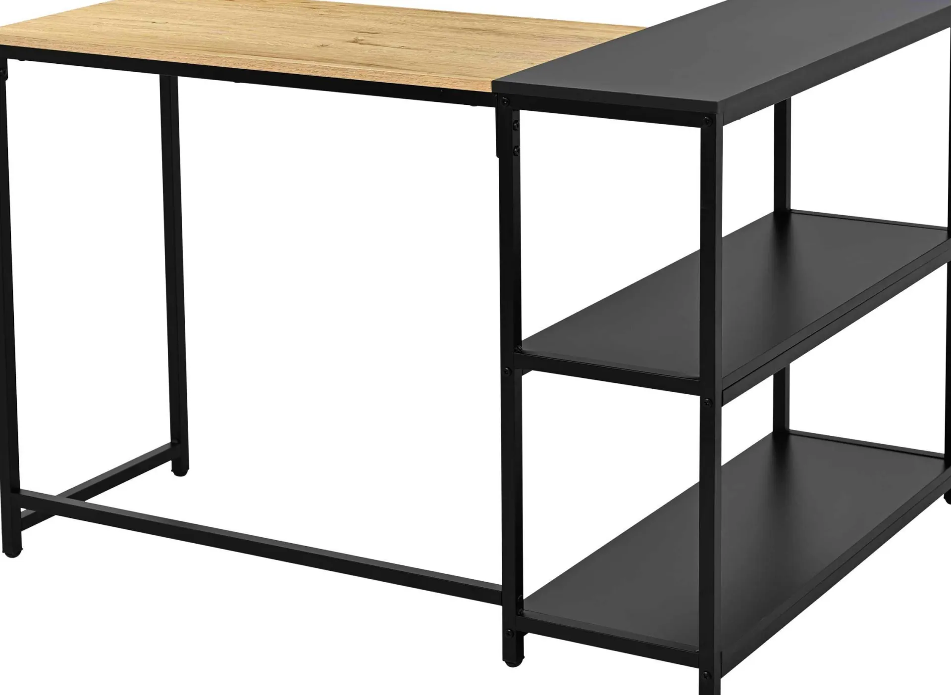 Emob Exclusive SchmitEckschreibtisch t - 110x80x76cm - mit Stauraum - Eiche Dekor/schwarz