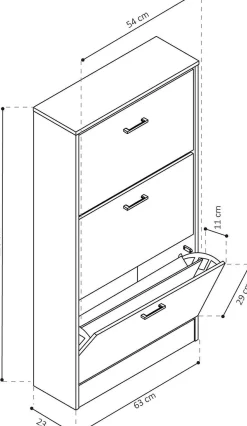 Schrank Carini 3 Schubladen - helles Sonom