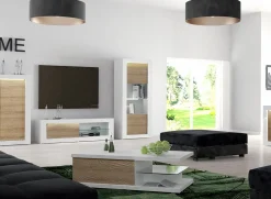 Schrank Kaia 80cm 1 Tür - Hochglanz weiß/Eiche