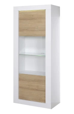 Schrank Kaia 80cm 1 Tür - Hochglanz weiß/Eiche