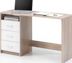 Emob Schreibtisch Adriano 123cm mit 3 Schubladen - Eiche/Weiß