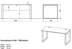 Germania Schreibtisch Aldo 158cm - /basalt