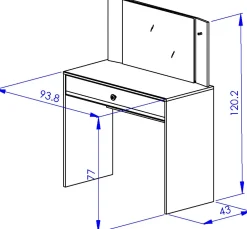 Gautier - Diagone Schreibtisch/Ankleidetisch Under - 94x44x121cm - mit Schublade - Sonoma Eiche/Weiß