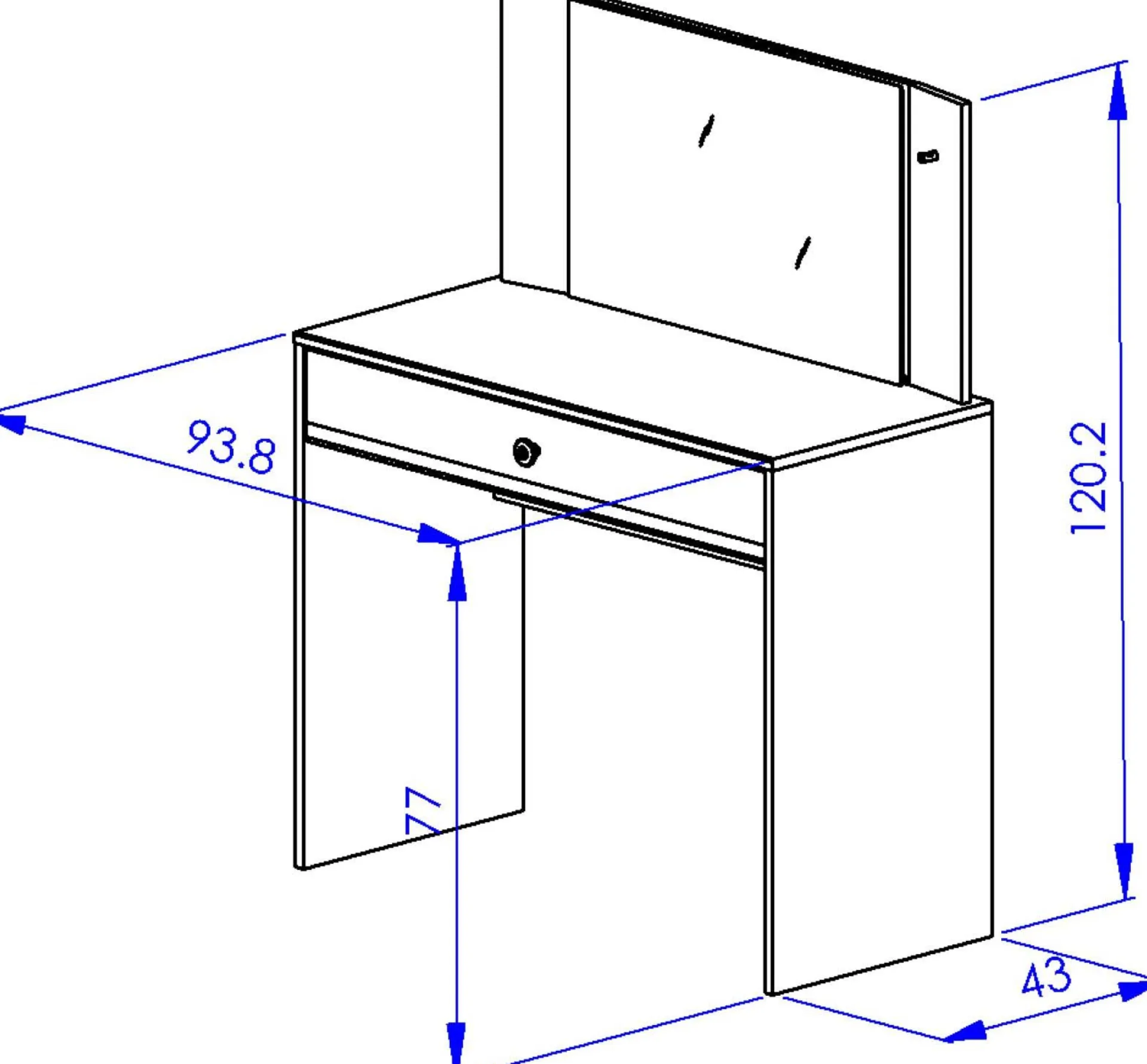 Gautier - Diagone Schreibtisch/Ankleidetisch Under - 94x44x121cm - mit Schublade - Sonoma Eiche/Weiß