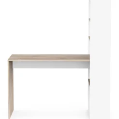 CBA Schreibtisch Azizam - 123x53x145cm - mit Bücherregal - weiß/Eiche Dekor