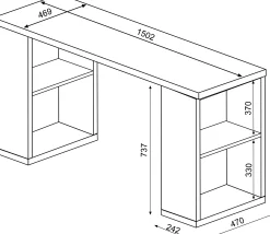 Kinder Trasman Schreibtisch Beau - 200x47x76cm - mit Ablagefläche -