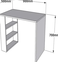 Emob Schreibtisch Cool - 100% MELAMINE - Nussbaum - 90 x 70 x 50 cm