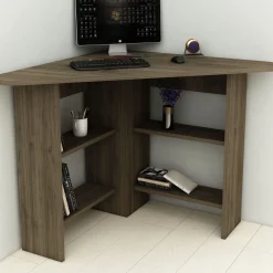Emob Schreibtisch Corner - 100% MELAMINE - Nussbaum - 80 x 73,8 x 80 cm