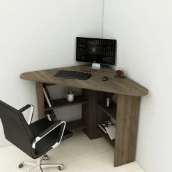 Emob Schreibtisch Corner - 100% MELAMINE - Nussbaum - 80 x 73,8 x 80 cm
