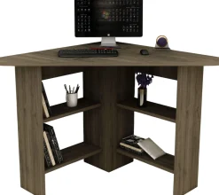 Emob Schreibtisch Corner - 100% MELAMINE - Nussbaum - 80 x 73,8 x 80 cm