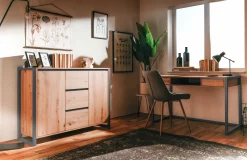 Finori Schreibtisch Damon 120cm 2 Schubladen - Eiche/anthrazit