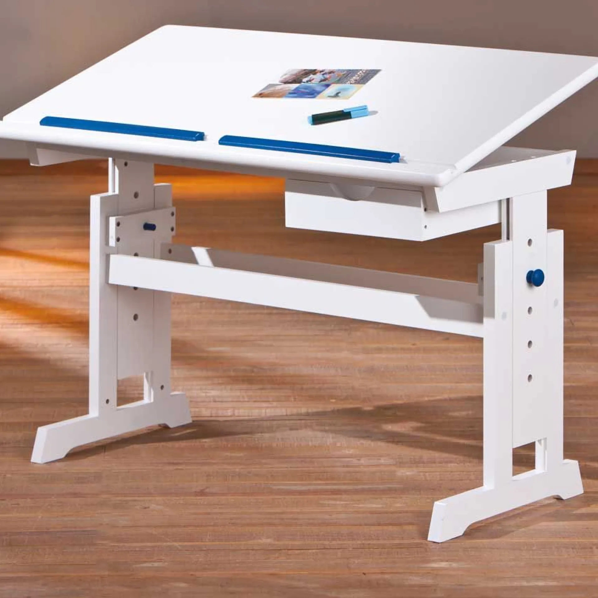 Kinder Interlink Schreibtisch Dana mit kippbarer Tischplatte - Blau/Rosa