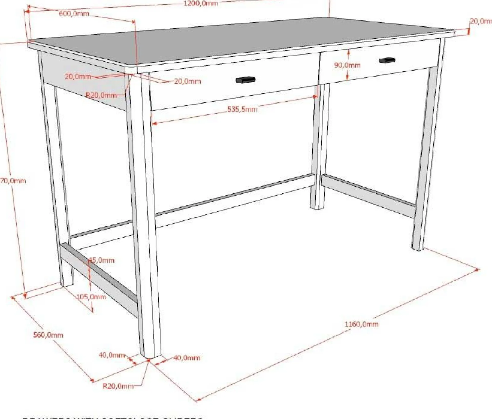 Kinder Vipack Schreibtisch Forrest - 120x60x77cm - mit zwei Schubladen - buche
