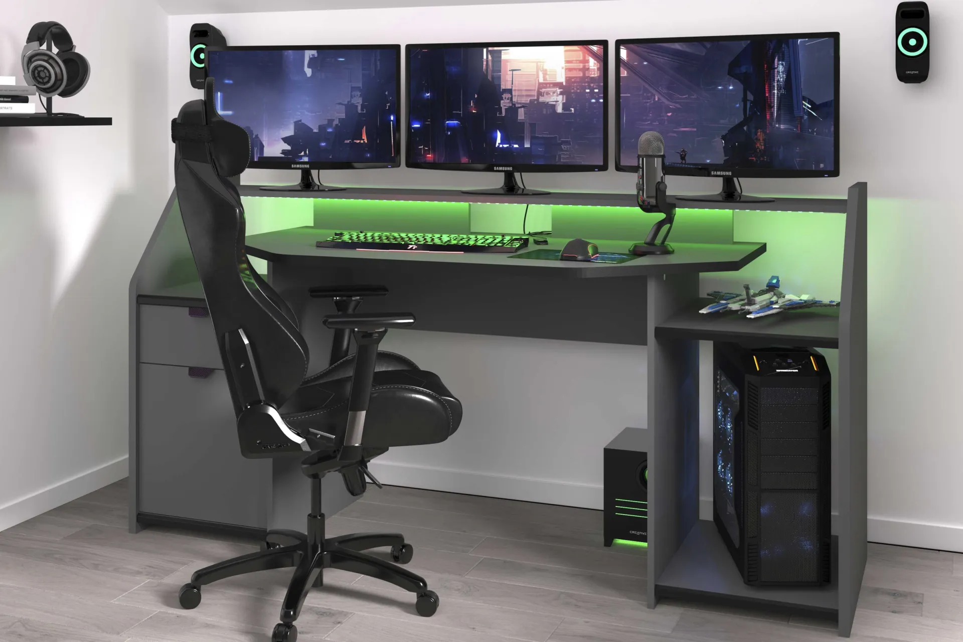 Kinder Parisot Schreibtisch-Gaming mit LED-Streifen