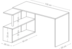 Emob Schreibtisch Gelincik - 100% MELAMINE - - 130 x 74 x 94 cm