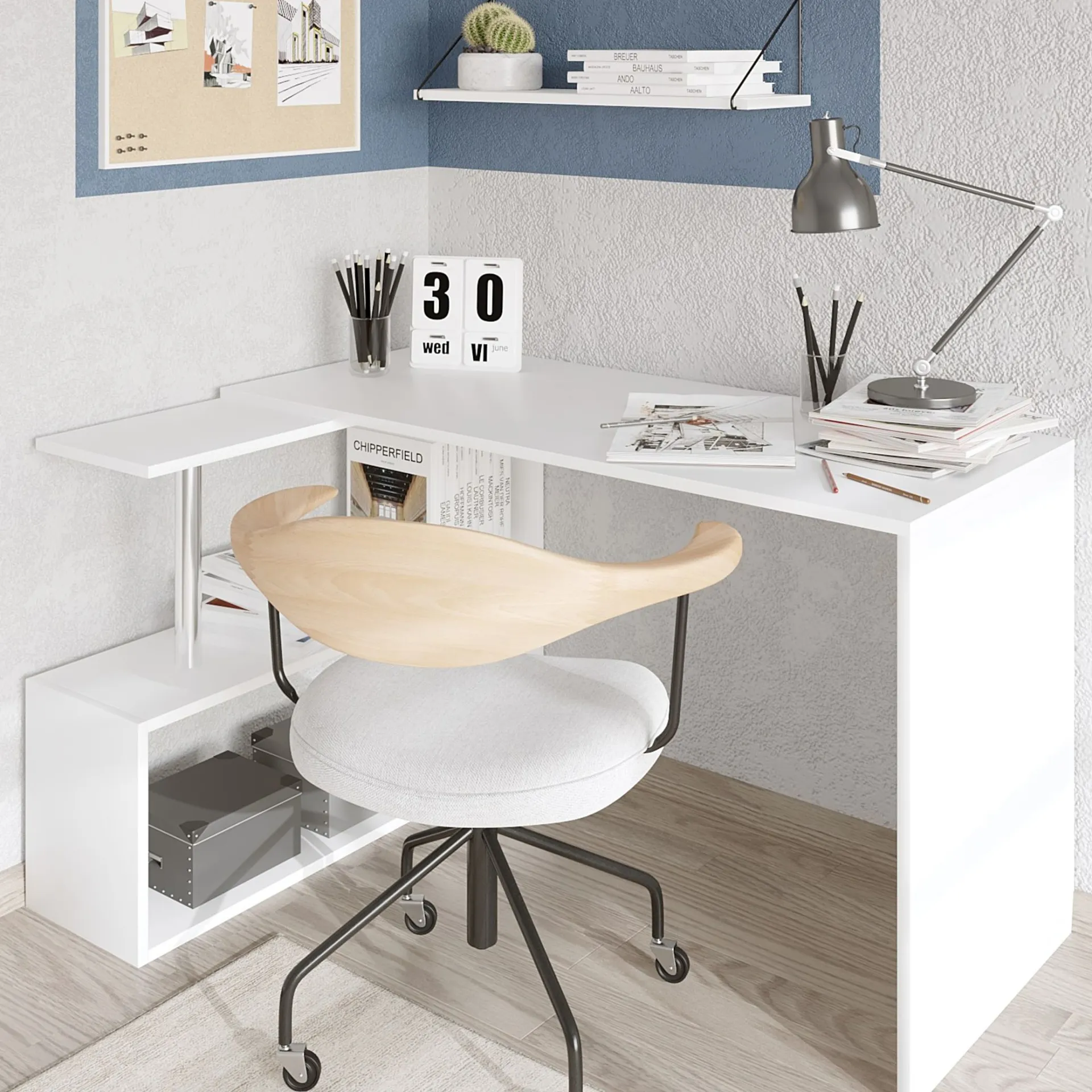 Emob Schreibtisch Gelincik - 100% MELAMINE - - 130 x 74 x 94 cm