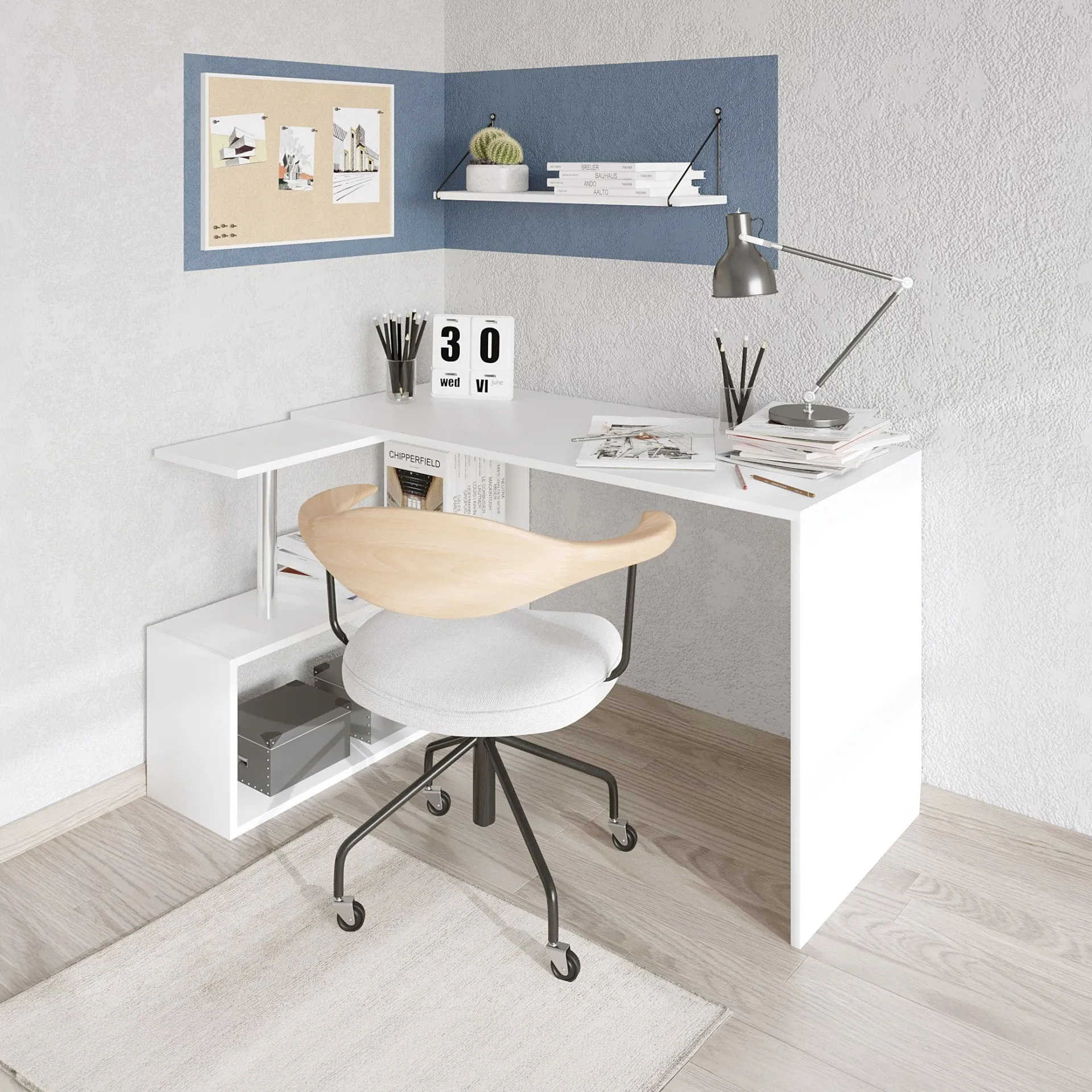 Emob Schreibtisch Gelincik - 100% MELAMINE - - 130 x 74 x 94 cm