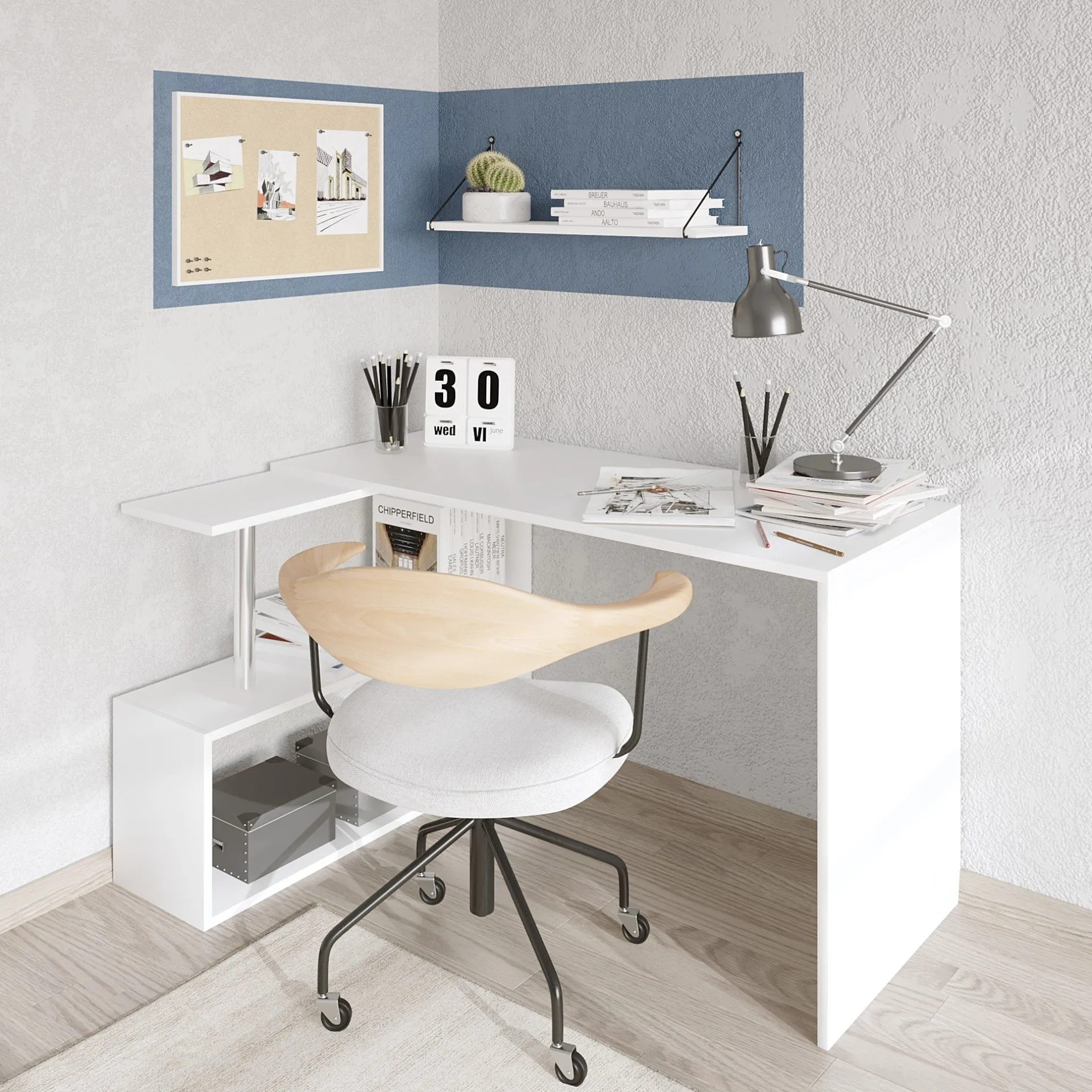 Emob Schreibtisch Gelincik - 100% MELAMINE - - 130 x 74 x 94 cm