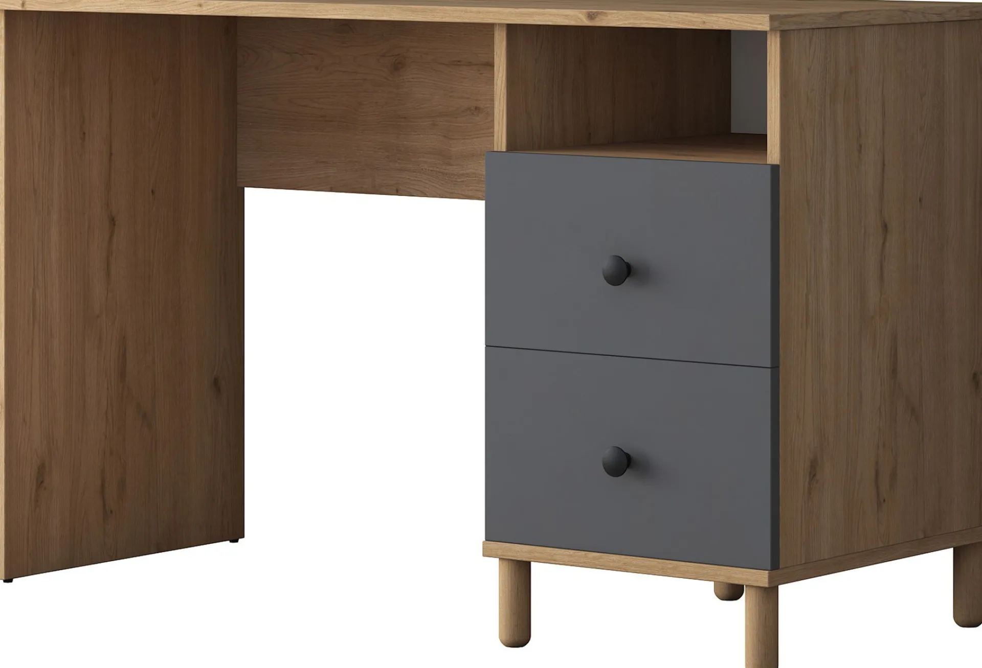 Emob Schreibtisch HA115 - 100% MELAMINE - Nussbaum - 120 x 161,8 x 50 cm