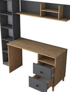 Emob Schreibtisch HA115 - 100% MELAMINE - Nussbaum - 120 x 161,8 x 50 cm