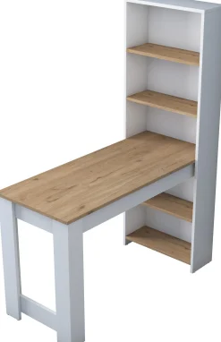 Emob Schreibtisch HA106 - 100% MELAMINE - Weiß - 120 x 153,6 x 53,8 cm