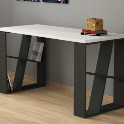 Emob Schreibtisch Honey - 100% MELAMINE - Weiß - 140 x 75 x 60 cm