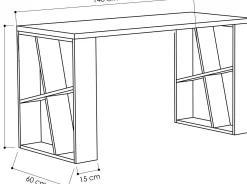 Emob Schreibtisch Honey - 100% MELAMINE - Weiß - 140 x 75 x 60 cm